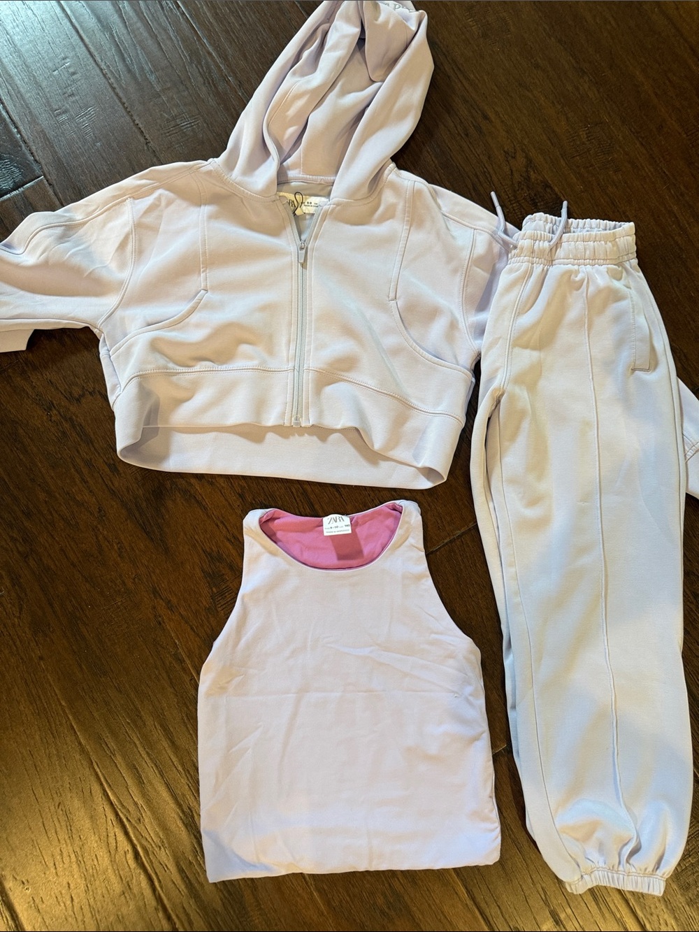 Zara Kids Lavender Hoodie, Tank & Joggers Set